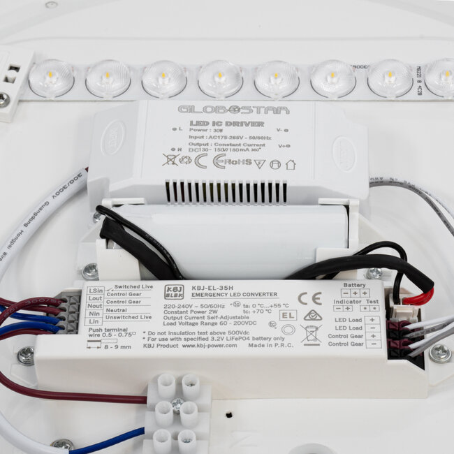 EMERGANO 60993 Πλαφονιέρα Οροφής LED 30W 2850lm 120° AC 220-240V με Ενσωματωμένο Σύστημα Emergency Li-ion 3450mAh/12.8Wh με Αυτονομία 3hrs - Αδιάβροχη IP54 Φ38 x Υ5.3cm Φυσικό Λευκό 4500K - Λευκό - Bridgelux Chips - 3 Years Warranty - 10