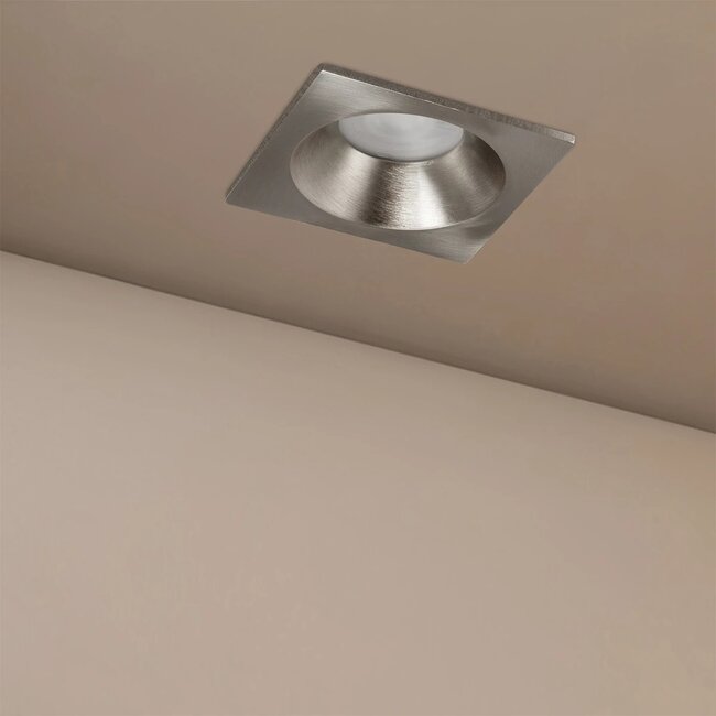 kelvo® EPSILON KLV-101-0049 Χωνευτό Φωτιστικό Downlight Σποτ Μπάνιου για Λάμπα MR16 με Ντουί GU10 AC 220-240V Αδιάβροχο IP65 - Νίκελ Βούρτσας - Μ8.5 x Π8.5 x Υ4.4cm / Q7.5cm x 7.5cm