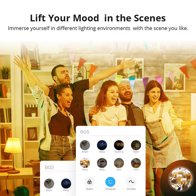 80072 SONOFF B05-BL-A60 - LED BULB E27 A60 806lm 9W WiFi+Bluetooth RGBW (RED + Green + Blue + Cool White) Dimming Smart Bulb RGBW - 8