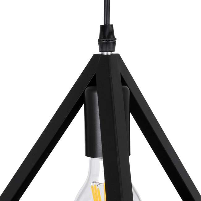 TRIANGLE 00616 Μοντέρνο Κρεμαστό Φωτιστικό Οροφής Τρίφωτο Μαύρο Μεταλλικό Πλέγμα Φ49 x Y130cm - 5
