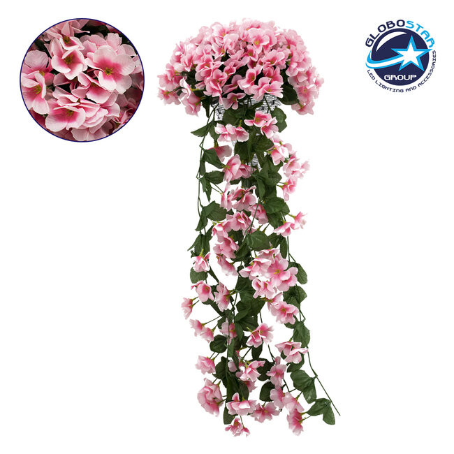 78052 Τεχνητό Κρεμαστό Φυτό Διακοσμητικών Λουλουδιών με Ροζ Φλόξ M30 x Υ80 x Π30cm
