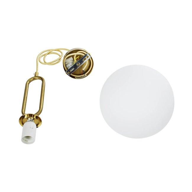 kelvo® BELLISSIMO KLV-101-0376 Κρεμαστό Φωτιστικό Οροφής για Λάμπα με Ντουί E27 AC 220-240V IP20 - Χρυσό Βούρτσας Πλατίνα & Λευκό - Μ20 x Π20 x Υ42cm - 9