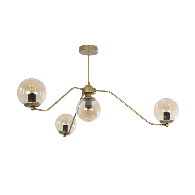 SUNRAY 201-0110 Vintage Φωτιστικό Οροφής με Ντουί 4 x E27 AC 220-240V IP20 - Χρυσό & Μελί - Μ100 x Π100 x Υ26cm