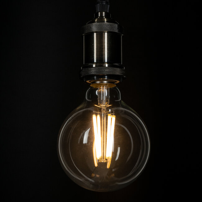 99084 Λάμπα LED Long Filament E27 G95 Γλόμπος 4W 840lm 360° AC 220-240V IP20 Φ9.5 x Υ13.8cm Θερμό Λευκό 2700K με Διάφανο Γυαλί - Pro Series 210lm/W - A Ενεργειακή Κλάση - 3 Χρόνια Εγγύηση - 4