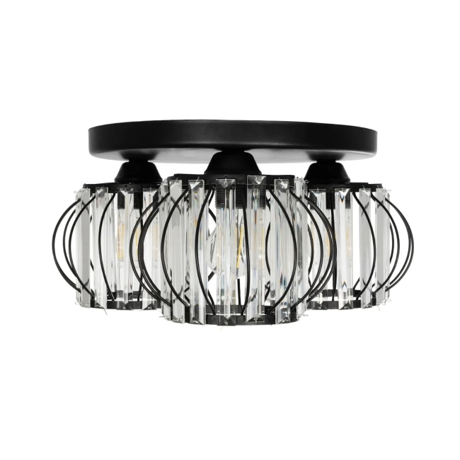 ILLUME 201-0100 Vintage Φωτιστικό Οροφής με Ντουί 3 x E27 AC 220-240V IP20 - Μαύρο & Διάφανο - Μ50 x Π50 x Υ19cm ILLUME 201-0100 Vintage Φωτιστικό Οροφής με Ντουί 3 x E27 AC 220-240V IP20 - Μαύρο & Διάφανο - Μ50 x Π50 x Υ19cm