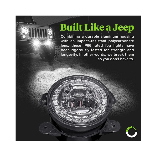 85418 Σετ 2 x Προβολείς Ομίχλης JEEP WRANGLER - MERCEDES BENZ G CLASS - LAND ROVER DEFENDER - HAMMER H1-H2 - 4 Ιντσών με Ring Light DRL LED CREE CXB COB 100W 7500lm DC 12V Αδιάβροχοι IP66 Ψυχρό Λευκό 6000K - 10
