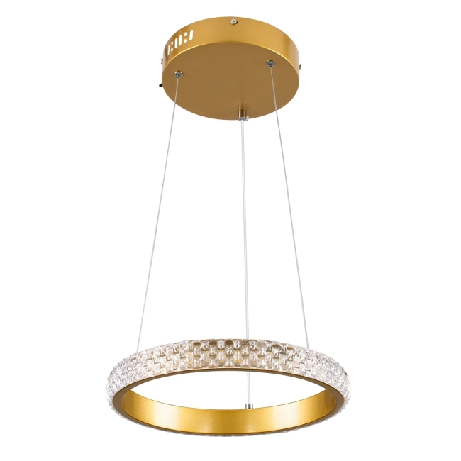 DIAMOND 61127 Μοντέρνο Κρεμαστό Φωτιστικό Οροφής LED 20W 2356lm 360° AC 220-240V IP20 Ρυθμιζόμενο Λευκό CCT με Χειριστήριο από 2700K έως 6000K Dimmable - Lumileds SMD Chip - Χρυσό Βούρτσας - Μ25 x Π25 x Υ3cm - 3 Χρόνια Εγγύηση - 2