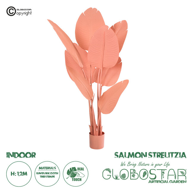 Artificial Garden SALMON STRELITZIA 20366 Τεχνητό Διακοσμητικό Φυτό Σομόν Στερλίτσια Υ120cm