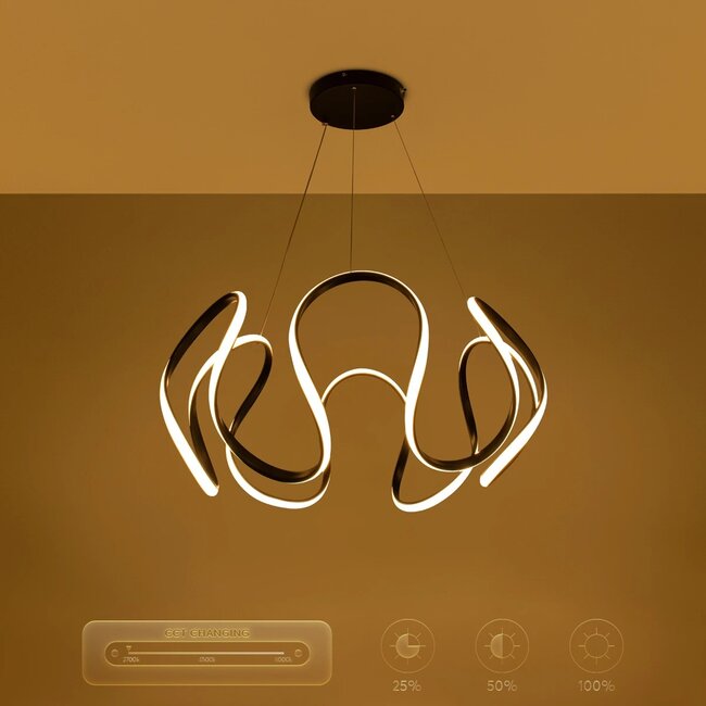 kelvo® TARANTULA KLV-101-0269 Κρεμαστό Φωτιστικό Οροφής LED 120W 12000lm 360° AC 220-240V IP20 Ρυθμιζόμενο Λευκό CCT με Χειριστήριο από 2700K έως 6000K Dimmable - Lumileds SMD Chip - Μαύρο Ματ - Μ78 x Π78 x Υ31.5cm - 3 Χρόνια Εγγύηση - 11