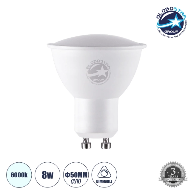 FLOODO 60105 Σποτ GU10 MR16 LED 8W 928lm 120° AC 220-240V IP20 Ψυχρό Λευκό 6000K Dimmable - Bridgelux SMD Chip - Μ5 x Π5 x Υ5.8cm - 3 Χρόνια Εγγύηση FLOODO 60105 Σποτ GU10 MR16 LED 8W 928lm 120° AC 220-240V IP20 Ψυχρό Λευκό 6000K Dimmable - Bridgelux SMD Chip - Μ5 x Π5 x Υ5.8cm - 3 Χρόνια Εγγύηση