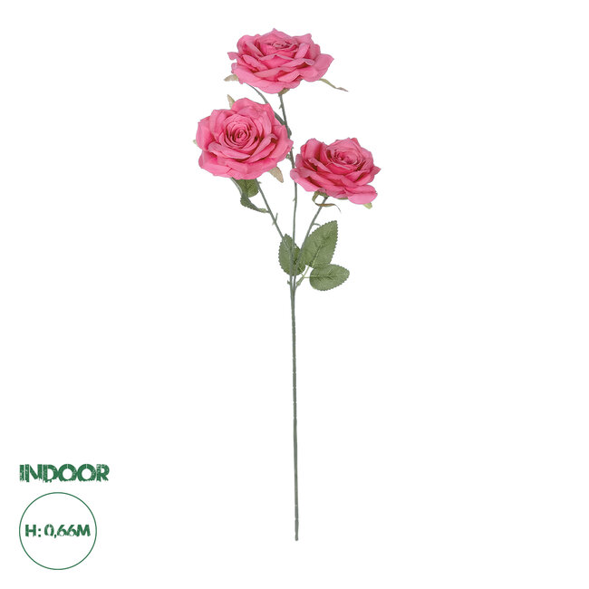 Artificial Garden  HOT PINK ROSE BRANCH 21135 Τεχνητό Διακοσμητικό Κλαδί Τριαντάφυλλο Έντονο Ροζ Y85cm