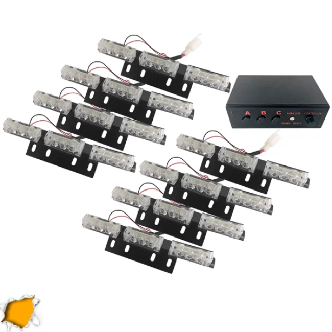 Εξωτερικά Φώτα Οδικής Βοήθειας STROBO LED 8x3 72W 10-30V IP65 Αδιάβροχα Πορτοκαλί  88982