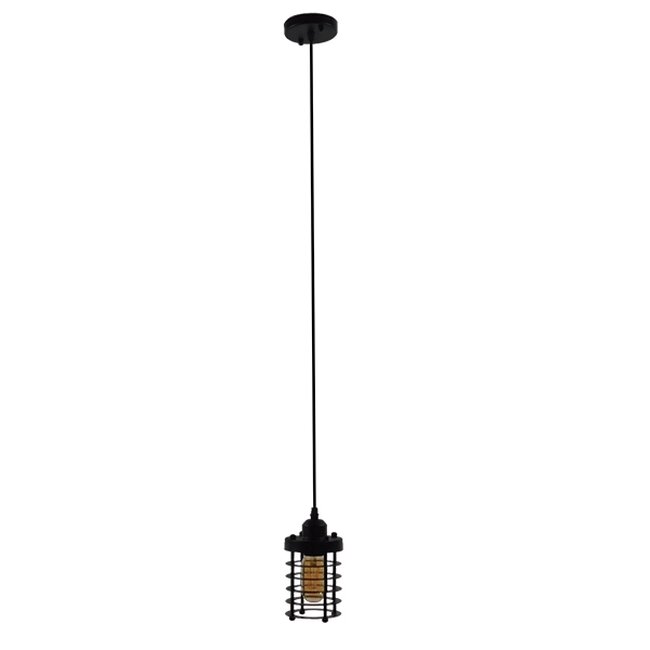 DARSEY 10001145 Vintage Industrial Κρεμαστό Φωτιστικό Οροφής Μονόφωτο Μαύρο Μεταλλικό Πλέγμα Φ10 x Y25cm - 2