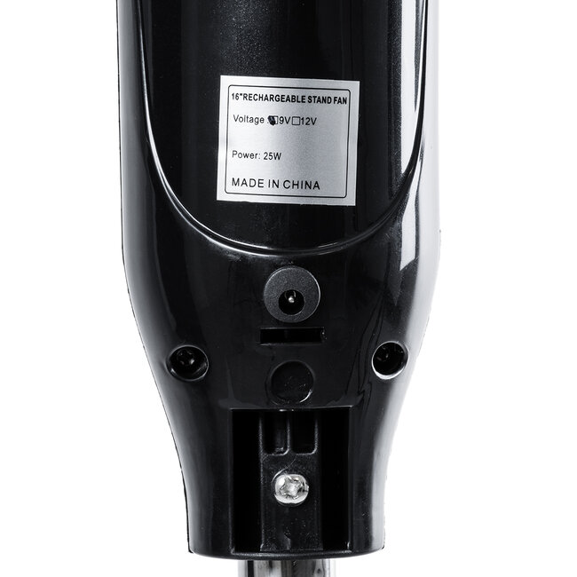 SOLARA-FAN 85356 Solar Fan Αυτόνομος Ηλιακός Επιδαπέδιος Ανεμιστήρας 25W 2 Λειτουργιών Ρεύματος με AC 220-240V ή με Φωτοβολταϊκό Panel 9V 12W & Επαναφορτιζόμενη Μπαταρία Li-ion 7.4V 4400mAh - 3 Ταχύτητες - Ενσωματωμένο USB 2.0 Charger Συσκευών - IP20 - Μ44 x Π37.5 x Υ132cm - Μαύρο - 2 Yea - 12