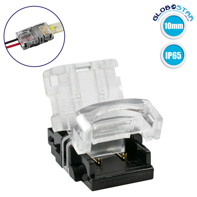70720 Αδιάβροχος Ταχυσύνδεσμος Ένωσης IP65 - Strip To Cable Connector για Ένωση 1 x Μονόχρωμης Αδιάβροχης Ταινίας LED Πλάτους 10mm με 1 x Καλώδιο Τροφοδοσίας