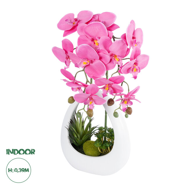 Artificial Garden PINK ORCHID 21127 Διακοσμητικό Φυτό Έντονο Ροζ Ορχιδέα Υ39cm