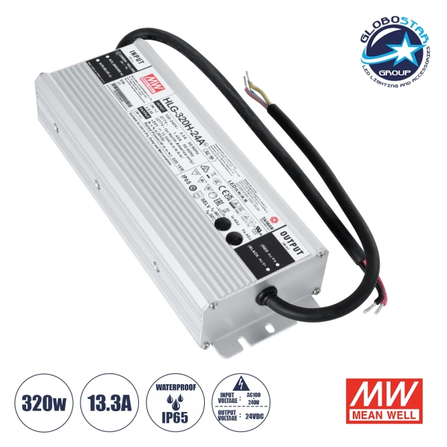 MEANWELL-HLG320H-24A 90794 Τροφοδοτικό/Μετασχηματιστής SELV 320W 13.3A DC24V Αδιάβροχο IP65 - AC 220-240V σε DC 24V / Ρυθμιζόμενο από DC 21V έως DC 26V - Μ25.2 x Π9 x Υ4.38cm - 3 Χρόνια Εγγύηση MEANWELL-HLG320H-24A 90794 Τροφοδοτικό/Μετασχηματιστής SELV 320W 13.3A DC24V Αδιάβροχο IP65 - AC 220-240V σε DC 24V / Ρυθμιζόμενο από DC 21V έως DC 26V - Μ25.2 x Π9 x Υ4.38cm - 3 Χρόνια Εγγύηση
