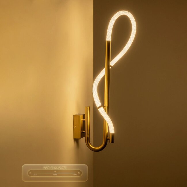 kelvo® GLOW KLV-101-0148-V2 Φωτιστικό Τοίχου / Απλίκα LED 18W 1800lm 360° AC 220-240V IP20 Ρυθμιζόμενο Λευκό CCT με On/Off 2700K/4500K/6000K - Lumileds SMD Chip - Χρυσό Πλατίνα - Μ65 x Π30 x Υ30cm - 3 Χρόνια Εγγύηση - 12