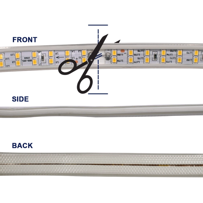 70513 Wide Ταινία Διπλής Σειράς Epistar LED SMD 2835 1m 24W/m 180LED/m 3144lm/m 120° DC 230V Αδιάβροχη IP68 Ultra Θερμό Λευκό 2200K Dimmable - 5