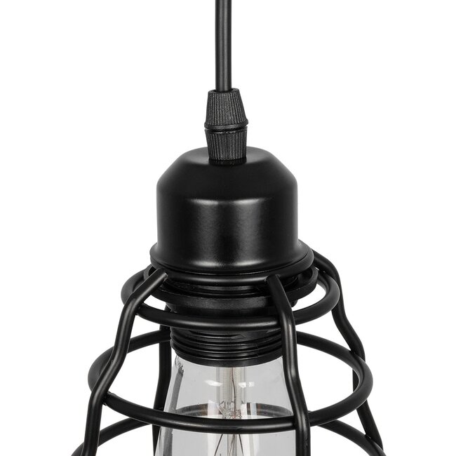 ALDO 999-0096 Vintage Κρεμαστό Φωτιστικό Οροφής με Ντουί 1 x E27 AC 220-240V IP20 - Μαύρο - Μ15 x Π15 x Υ24cm - 7
