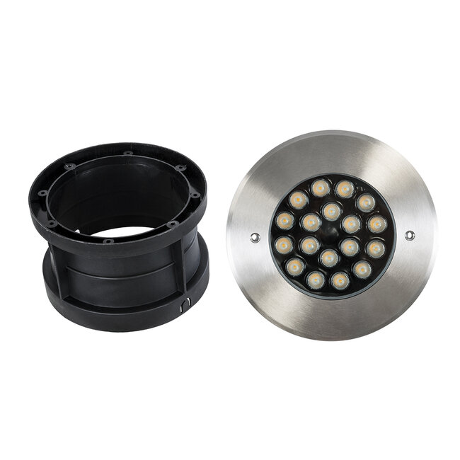 UNDERGROUND-SINA 90571 Χωνευτό Φωτιστικό Σποτ Δαπέδου LED 18W 1620lm 15° DC 24V Αδιάβροχο IP68 Φ20 x Υ11cm Θερμό Λευκό 2700K - Ανοξείδωτο Ατσάλι - 3 Χρόνια Εγγύηση - 9