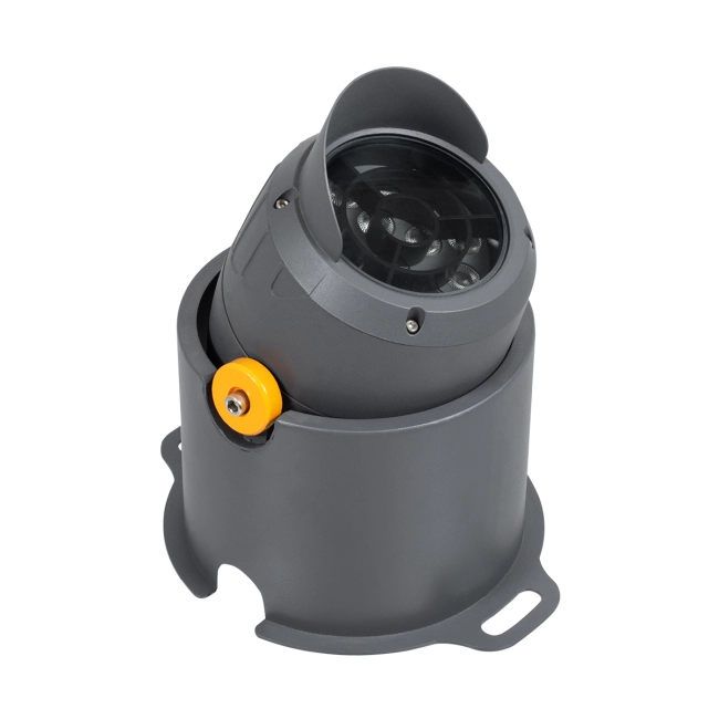 FLOODSIMA 90493 Κινούμενος Προβολέας Σποτ Wall Washer με Αντιθαμβωτική Γρίλια LED 24W 2160lm 30° DC 24V Αδιάβροχο IP67 Θερμό Λευκό 2700K Dimmable - Bridgelux SMD Chip - Γκρι Ανθρακί - Μ14.5 x Π24.2 x Υ22.5cm - 3 Χρόνια Εγγύηση