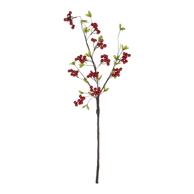 Artificial Garden RED HOLLY BERRIES FRUIT BRANCH 21430 Τεχνητό Διακοσμητικό Κλαδί Κόκκινο Γκί Y90cm
