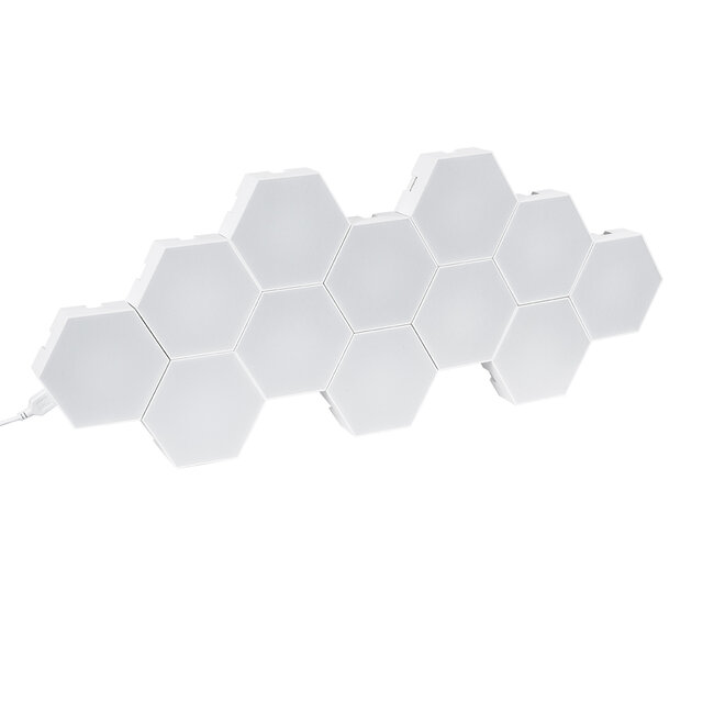 DIGIOCTA 90449 Σετ 12 Ψηφιακων LED RGB Φωτιστικών Κυψελών με Ψηφιακό Controller με WiFi Smart APP & Ασύρματο Χειριστήριο RF 2.4Ghz - LED SMD 5050 18W/Σετ 168PIXEL/Σετ 1440lm/Σετ 120° DC 5V με USB 2.0 IP20 Πολύχρωμο RGB - Dimmable - Μ10.5 x Π10.5 x Υ3cm Ανά Κυψέλη - 2 Χρόνια Εγγύηση - 3