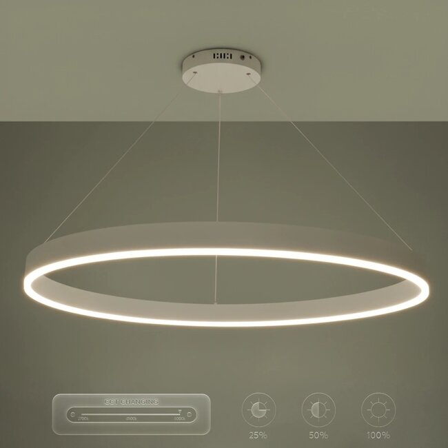 kelvo® VENOM KLV-101-0194 Κρεμαστό Φωτιστικό Οροφής LED 75W 7500lm 120° AC 220-240V IP20 Ρυθμιζόμενο Λευκό CCT με Χειριστήριο από 2700K έως 6000K Dimmable - Lumileds SMD Chip - Λευκό Ματ - Μ100 x Π100 x Υ6.5cm - 3 Χρόνια Εγγύηση - 13