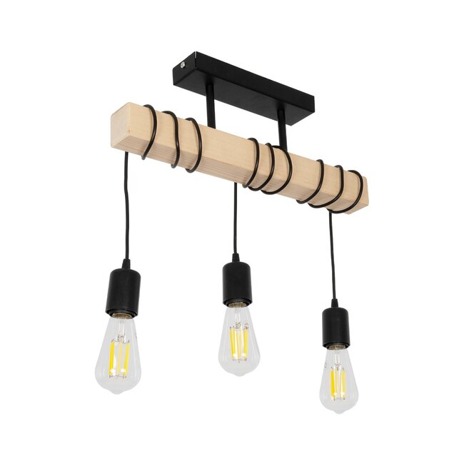 LUCITA 201-0031 Vintage Φωτιστικό Οροφής με Ντουί 3 x E27 AC 220-240V IP20 - Μαύρο & Μπεζ - Μ50 x Π27 x Υ112cm