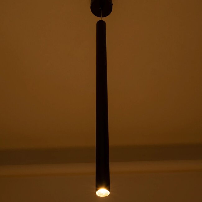 kelvo® CANAL KLV-101-0073 Κρεμαστό Φωτιστικό Οροφής LED 7W 700lm 36° AC 220-240V IP20 Θερμό Λευκό 2700K - Bridgelux COB Chip & TÜV SÜD Driver - Μαύρο Ματ - Μ4 x Π4 x Υ80cm - 5 Χρόνια Εγγύηση - 10