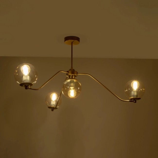 SUNRAY 201-0110 Vintage Φωτιστικό Οροφής με Ντουί 4 x E27 AC 220-240V IP20 - Χρυσό & Μελί - Μ100 x Π100 x Υ26cm