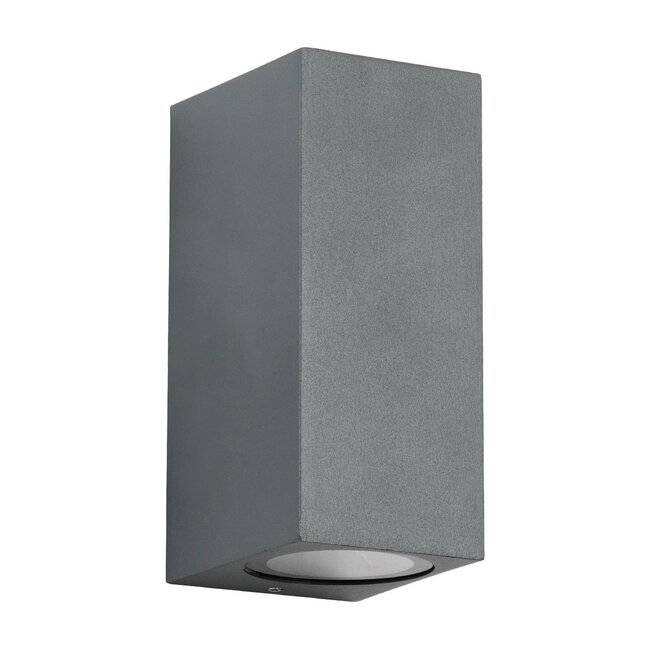 kelvo® BURANO KLV-101-0022 Φωτιστικό Τοίχου / Απλίκα για 2 Λάμπες MR16 με Ντουί GU10 AC 220-240V Αδιάβροχο IP65 - Γκρι Ανθρακί Ματ - Μ8 x Π8 x Υ15cm
