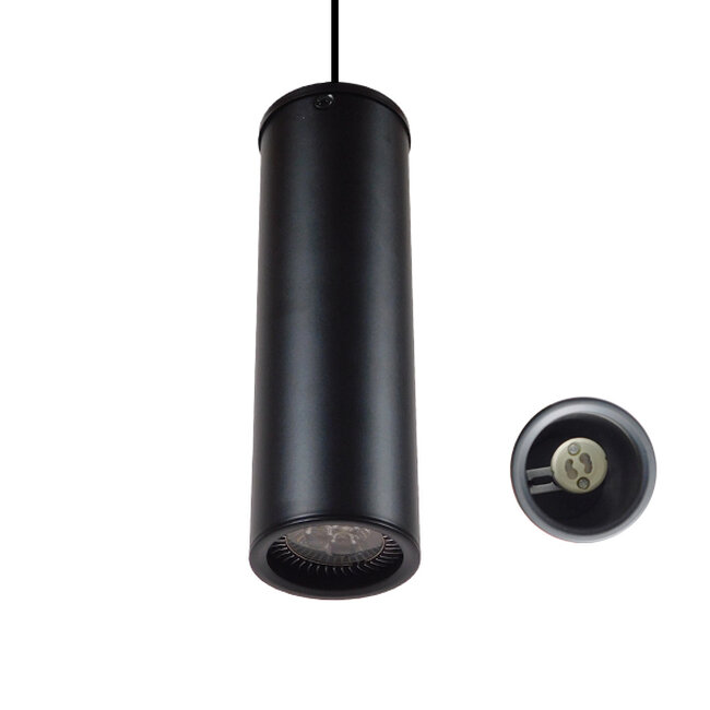 Μοντέρνο Κρεμαστό Φωτιστικό Οροφής Spot Gu10 Μονόφωτο Μαύρο Μεταλλικό Φ6  CANNON BLACK 01275 - 3