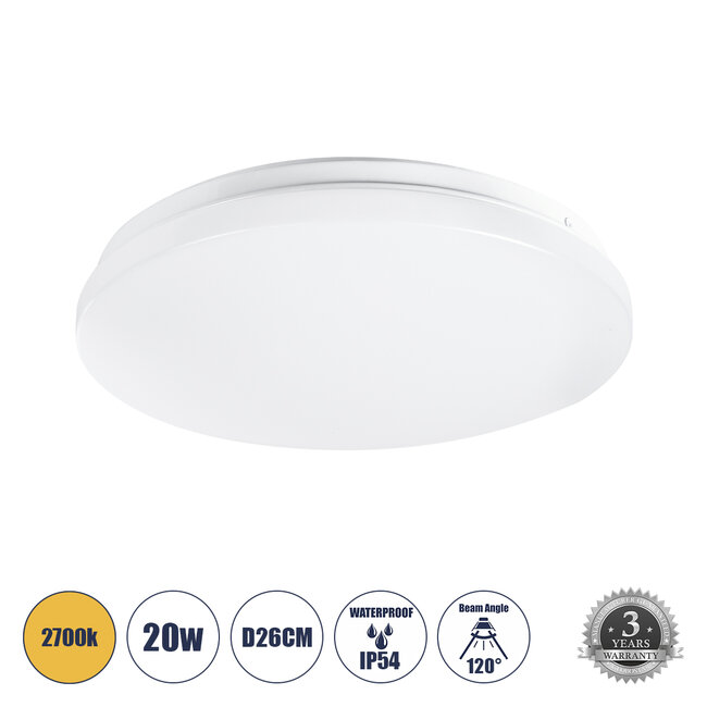CELANO 61007 LED Πλαφονιέρα Οροφής Στρόγγυλη Φ26 20W 1800lm 120° AC 220-240V Αδιάβροχη IP54 Φ26 x Υ6cm Θερμό Λευκό 2700K - 3 Χρόνια Εγγύηση CELANO 61007 LED Πλαφονιέρα Οροφής Στρόγγυλη Φ26 20W 1800lm 120° AC 220-240V Αδιάβροχη IP54 Φ26 x Υ6cm Θερμό Λευκό 2700K - 3 Χρόνια Εγγύηση