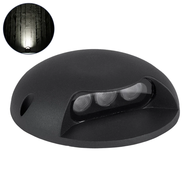  STEPLUNA 90617 Φωτιστικό Σκαλοπατιού / Διαδρόμου LED 3W 345lm 10° DC 24V Αδιάβροχο IP65 Φυσικό Λευκό 4500K Dimmable - Bridgelux SMD Chip - Μαύρο Ματ - Μ12 x Π12 x Υ3cm - 3 Χρόνια Εγγύηση