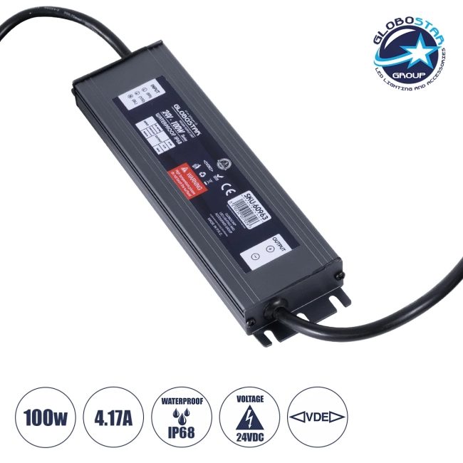 LUMISPLASH 60963 Τροφοδοτικό/Μετασχηματιστής Class II SELV 100W 4.17A DC 24V Αδιάβροχο IP68 - AC 220-240V σε DC 24V - Μ20 x Π5 x Υ2cm - 3 Χρόνια Εγγύηση LUMISPLASH 60963 Τροφοδοτικό/Μετασχηματιστής Class II SELV 100W 4.17A DC 24V Αδιάβροχο IP68 - AC 220-240V σε DC 24V - Μ20 x Π5 x Υ2cm - 3 Χρόνια Εγγύηση
