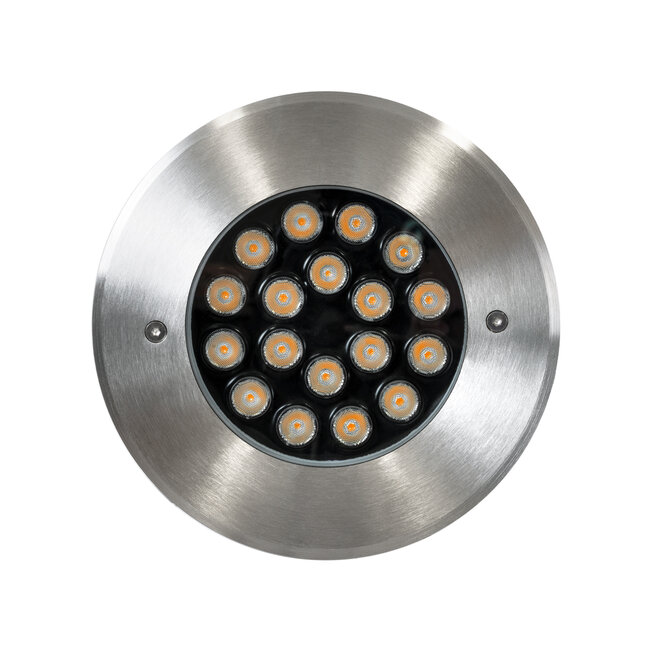 UNDERGROUND-SINA 90571 Χωνευτό Φωτιστικό Σποτ Δαπέδου LED 18W 1620lm 15° DC 24V Αδιάβροχο IP68 Φ20 x Υ11cm Θερμό Λευκό 2700K - Ανοξείδωτο Ατσάλι - 3 Χρόνια Εγγύηση - 4
