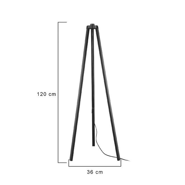 TRIPOD 203-0258 Μοντέρνο Επιδαπέδιο Φωτιστικό Μονόφωτο 1 x E27 IP20 Μαύρο Ξύλο - Μ38 x Π38 x Υ120cm