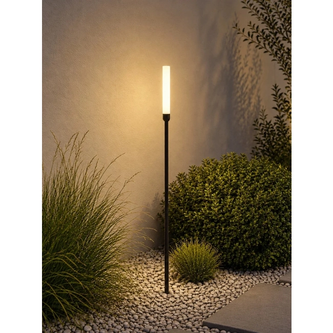  REED GLB-103-0007 Φωτιστικό Κολωνάκι Κήπου με Καρφωτή Βάση LED 2W 180lm 360° DC 24V Αδιάβροχο IP65 Θερμό Λευκό 2700K - Sanan SMD Chip - Μαύρο Ματ - Μ2 x Π2 x Υ80cm - 3 Χρόνια Εγγύηση