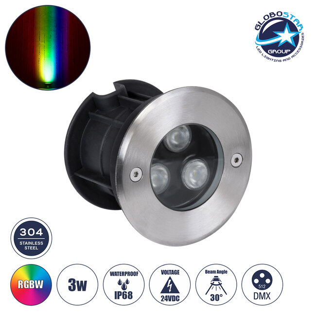UNDERWATERHUNI 90416 Υποβρύχιο Χωνευτό Σποτ για Σιντριβάνια/Πισίνες LED 3W 300lm 30° DC 24V Αδιάβροχο IP68 Πολύχρωμο RGBW Dimmable DMX512 - Bridgelux SMD Chip - Ανοξείδωτο Ατσάλι SS304 - Μ10 x Π10 x Υ7.5cm / Q9.5 - 3 Χρόνια Εγγύηση UNDERWATERHUNI 90416 Υποβρύχιο Χωνευτό Σποτ για Σιντριβάνια/Πισίνες LED 3W 300lm 30° DC 24V Αδιάβροχο IP68 Πολύχρωμο RGBW Dimmable DMX512 - Bridgelux SMD Chip - Ανοξείδωτο Ατσάλι SS304 - Μ10 x Π10 x Υ7.5cm / Q9.5 - 3 Χρόνια Εγγύηση