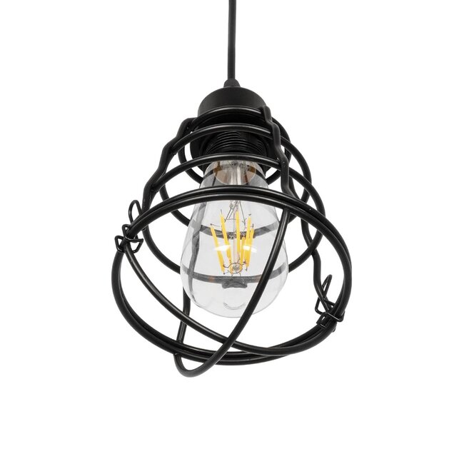 ALDO 999-0096 Vintage Κρεμαστό Φωτιστικό Οροφής με Ντουί 1 x E27 AC 220-240V IP20 - Μαύρο - Μ15 x Π15 x Υ24cm - 5