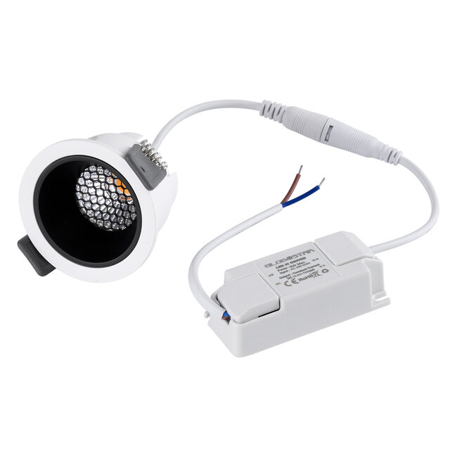 PLUTO-S 60247 Χωνευτό LED Spot Downlight TrimLess Φ6.4cm 7W 875lm 38° AC 220-240V IP20 Φ6.4 x Υ4.9cm - Στρόγγυλο - Λευκό με Μαύρο Κάτοπτρο & Anti-Glare HoneyComb - Θερμό Λευκό 2700K - Bridgelux COB - 5 Years Warranty - 7