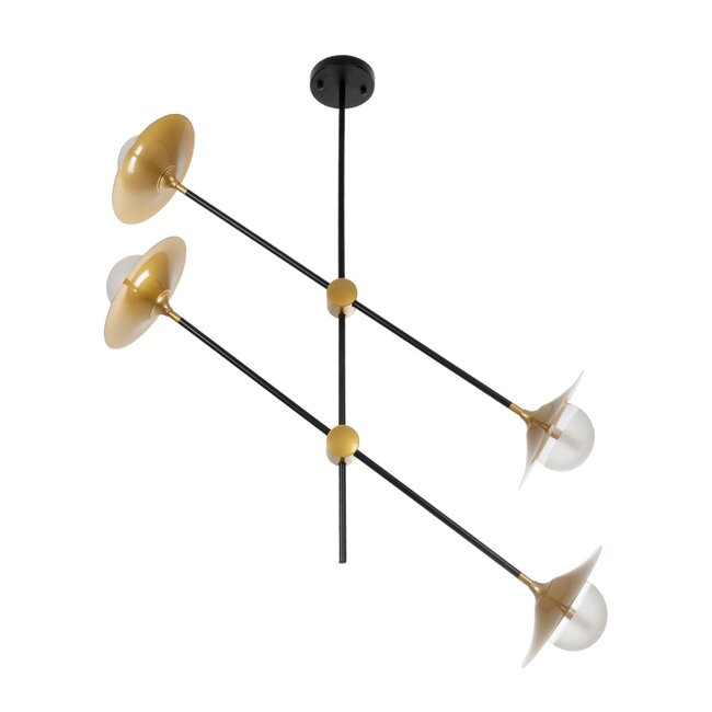 JOLIET 999-0044 Μοντέρνο Φωτιστικό Οροφής Πλέγμα Πολύφωτο 4 x G9 IP20 Μαύρο & Χρυσό Μέταλλο - Μ93 x Π20 x Υ106cm - 4