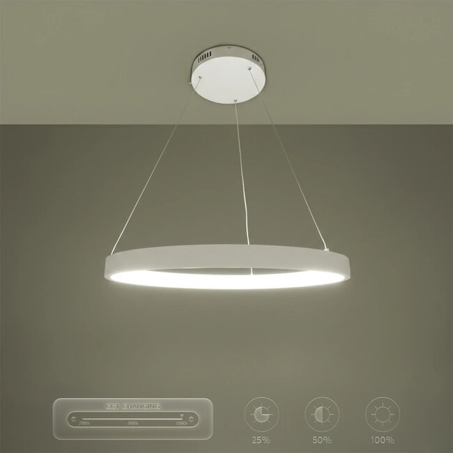 kelvo® NEMESIS KLV-101-0209 Κρεμαστό Φωτιστικό Οροφής LED 45W 4500lm 180° AC 220-240V IP20 Ρυθμιζόμενο Λευκό CCT με Χειριστήριο από 2700K έως 6000K Dimmable - Lumileds SMD Chip - Λευκό Ματ - Μ60 x Π60 x Υ4cm - 3 Χρόνια Εγγύηση - 13