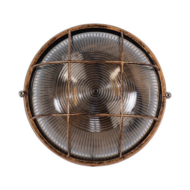 BOATLIGHT 61590 Vintage Industrial Φωτιστικό Τοίχου - Απλίκα - Καραβοχελώνα Εξωτερικού Χώρου Δίφωτο 2 x E27 AC220-240V Αδιάβροχο IP65 - Σώμα Αλουμινίου & Tempered Glass - Φ24 x Υ11cm - Αντικέ Μπρονζέ - Στρόγγυλο - 5 Years Warranty - 4