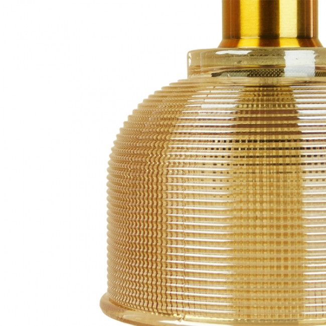 Vintage Κρεμαστό Φωτιστικό Οροφής Μονόφωτο Χρυσό Γυάλινο Διάφανο Καμπάνα με Χρυσό Ντουί Φ14  SEGRETO GOLD 01448 - 7
