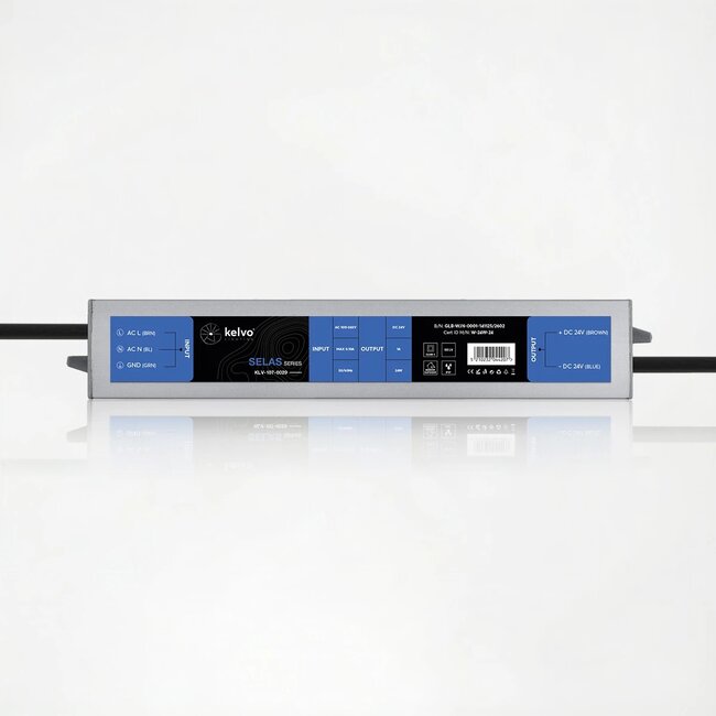 kelvo® SELAS KLV-107-0029 Τροφοδοτικό/Μετασχηματιστής Class II SELV 24W 1A AC 220-240V σε DC 24V Αδιάβροχο IP67 - Γκρι Ανθρακί Ματ - Μ18.2 x Π3 x Υ2.2cm - 5 Χρόνια Εγγύηση - 3