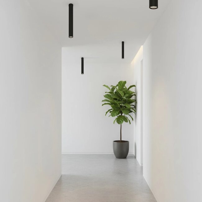 kelvo® DUCT KLV-101-0052 Φωτιστικό Downlight Σποτ για Λάμπα MR16 με Ντουί GU10 AC 220-240V IP20 - Μαύρο Ματ - Μ6 x Π6 x Υ45cm