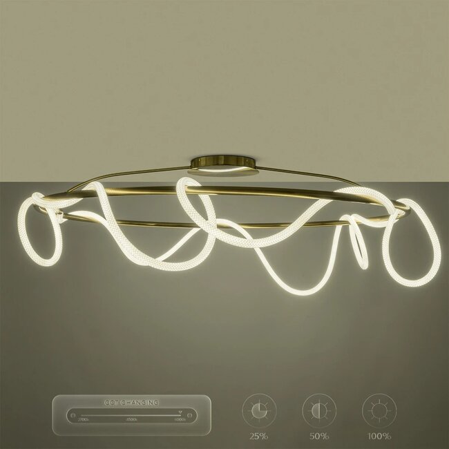 kelvo® GLOW KLV-101-0151 Φωτιστικό Οροφής LED 89W 8900lm 360° AC 220-240V IP20 Ρυθμιζόμενο Λευκό CCT με Χειριστήριο από 2700K έως 6000K Dimmable - Lumileds SMD Chip - Χρυσό Πλατίνα - Μ150 x Π150 x Υ30cm - 3 Χρόνια Εγγύηση - 15